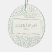 Sage Green Floral Art Border Wedple 1. Keramik Ornament (Links)