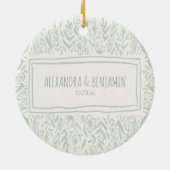 Sage Green Floral Art Border Wedple 1. Keramik Ornament (Hinten)