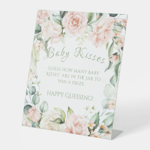 Sage Green Floral Baby Dusche Baby Kisses Game Sockelschild