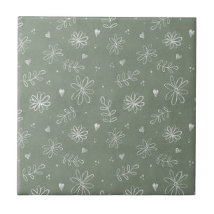 Sage Green Floral Bauernhof Keramik Tile Fliese