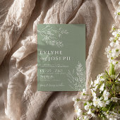 Sage Green Floral Boho Botanische Moderne Hochzeit Einladung