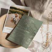 Sage Green Floral Boho Botanische Moderne Hochzeit Einladung