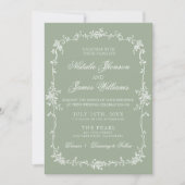 Sage Green Floral Boho Chic Photo QR Code Wedding Einladung (Vorderseite)