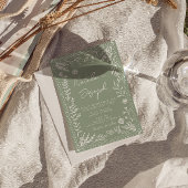 Sage Green Floral Botanical Boho QR Code Wedding Einladung