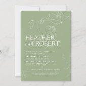 Sage Green Floral Botanical Boho Simple Wedding Einladung (Rückseite)