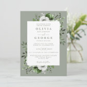 Sage Green Floral Botanical Modern Wedding Einladung (Stehend Vorderseite)