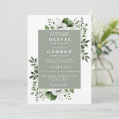 Sage Green Floral Botanical Modern Wedding Einladung (Stehend Vorderseite)