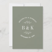 Sage Green Floral Botanical Monogram Couple Name Einladung (Rückseite)