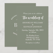 Sage Green Floral Botanical Monogram Couple Name Einladung (Vorne/Hinten)