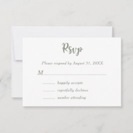 Sage Green Floral Botanical Monogram Couple Name RSVP Karte