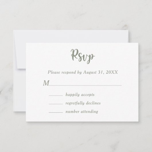 Sage Green Floral Botanical Monogram Couple Name RSVP Karte (Vorderseite)