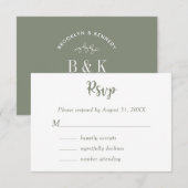Sage Green Floral Botanical Monogram Couple Name RSVP Karte (Vorne/Hinten)