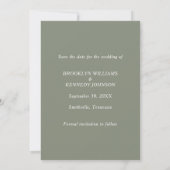 Sage Green Floral Botanical Monogram Couple Name Save The Date (Rückseite)