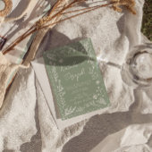 Sage Green Floral Botanical QR Code Photo Wedding Einladung