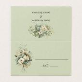 Sage Green Floral Botanical Wedding | Place Card (Außenseite Aufgefaltet)