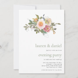 Sage Green Floral Bouquet QR Wedding Abend Party Einladung