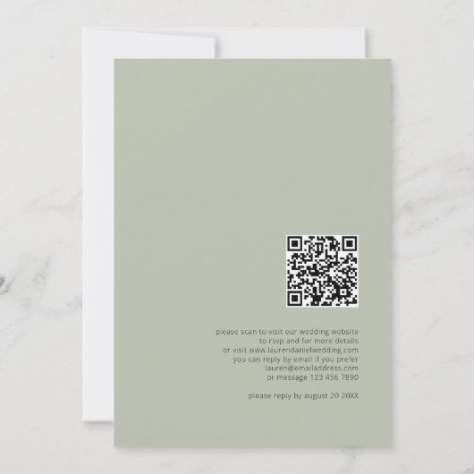 Sage Green Floral Bouquet QR Wedding Abend Party Einladung (Rückseite)