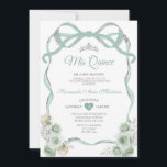 Sage Green Floral Bow Ribbon Silver Mis Quince Einladung<br><div class="desc">EDITABLE Sage Green Floral Bow Ribbon Silver Crown Mis Quince Einladung Elegant Quinceañera Sage Green Floral Prinzessin Birthday Einladung Silver Crown Mis Quince 15 Anos,  16. Geburtstagspartei</div>