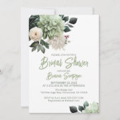 Sage Green Floral Brautparty Einladung (Vorderseite)