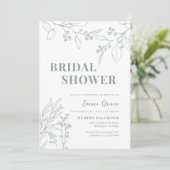 Sage Green Floral Bridal Dusche Einladung (Stehend Vorderseite)