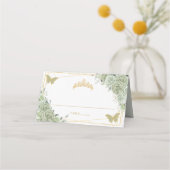 Sage Green Floral Butterfliegen Quinceañera Geburt Platzkarte (Vorderseite)