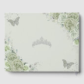 Sage Green Floral Butterfliegen Silver Quinceañera Gästebuch (Rückseite)