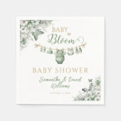 Sage Green Floral Butterfly Baby in Bloom Serviette (Vorderseite)