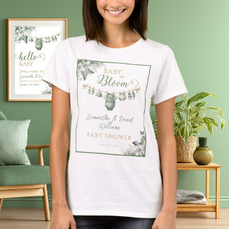 Sage Green Floral Butterfly Baby in Bloom  T-Shirt