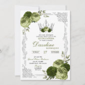 Sage Green Floral Butterfly Quinceanera Einladung (Vorderseite)