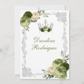 Sage Green Floral Butterfly Quinceanera Einladung (Rückseite)