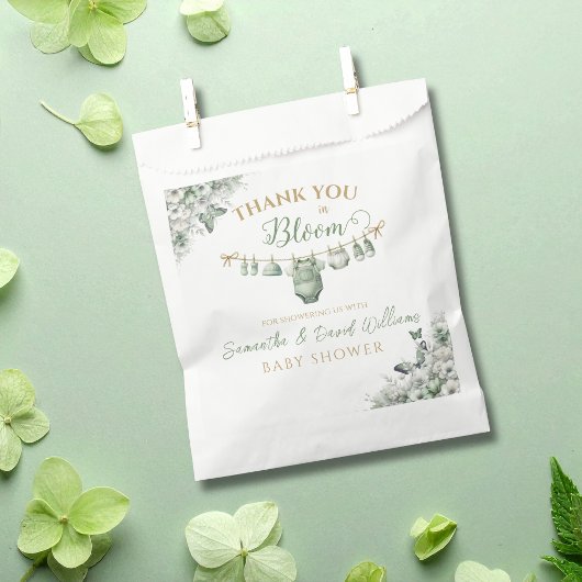 Sage Green Floral Butterfly Thank You in Bloom Geschenktütchen