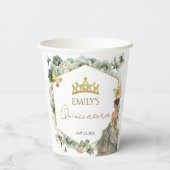 Sage Green Floral Butterfly Tiara Quinceañera Pappbecher (Rückseite)