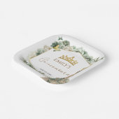 Sage Green Floral Butterfly Tiara Quinceañera Pappteller (Gewinkelt)