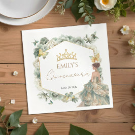 Sage Green Floral Butterfly Tiara Quinceañera Serviette