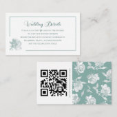 Sage Green Floral Calligraphy QR Info Wedding Begleitkarte (Vorne/Hinten)