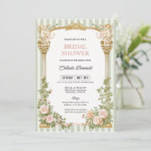 Sage Green Floral Cherub Bridal Shower  Einladung (Stehend Vorderseite)