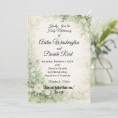 Sage Green floral Christian Wedding Invitation Einladung (Stehend Vorderseite)