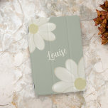 Sage Green Floral Cream Daisy iPad Cover<br><div class="desc">Fügen Sie Ihren Namen zu dieser niedlichen sage grün und daisy Blume iPad Abdeckung hinzu</div>