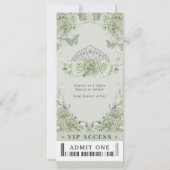 Sage Green Floral Crown Quinceañera VIP Ticket Einladung (Rückseite)