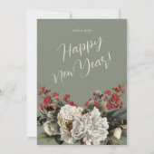 Sage Green Floral Custom Familienname Weihnachten (Rückseite)