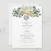 Sage Green Floral Disco Ball Wedding Probe Einladung (Vorderseite)