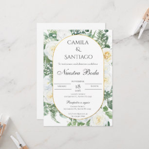 Sage Green Floral Einladung zur Hochzeit in Spanis