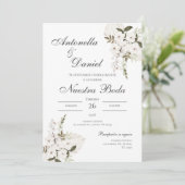 Sage Green Floral Einladung zur Hochzeit in Spanis (Stehend Vorderseite)