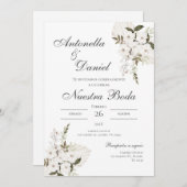 Sage Green Floral Einladung zur Hochzeit in Spanis (Vorne/Hinten)