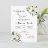 Sage Green Floral Einladung zur Hochzeit in Spanis (Stehend Vorderseite)