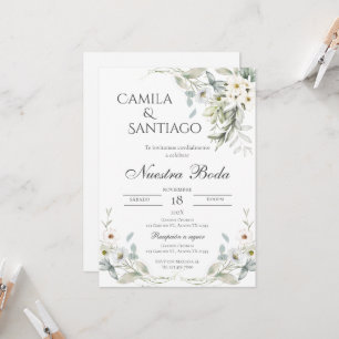 Sage Green Floral Einladung zur Hochzeit in Spanis