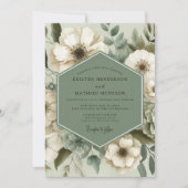 Sage Green Floral Elegance Wedding Einladung (Vorderseite)