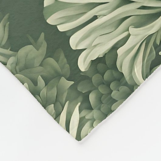 Sage Green Floral Elegant Fleecedecke (Ecke)