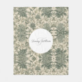 Sage Green Floral Elegant Fleecedecke (Vorderseite)