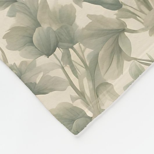 Sage Green Floral Elegant Fleecedecke (Ecke)
